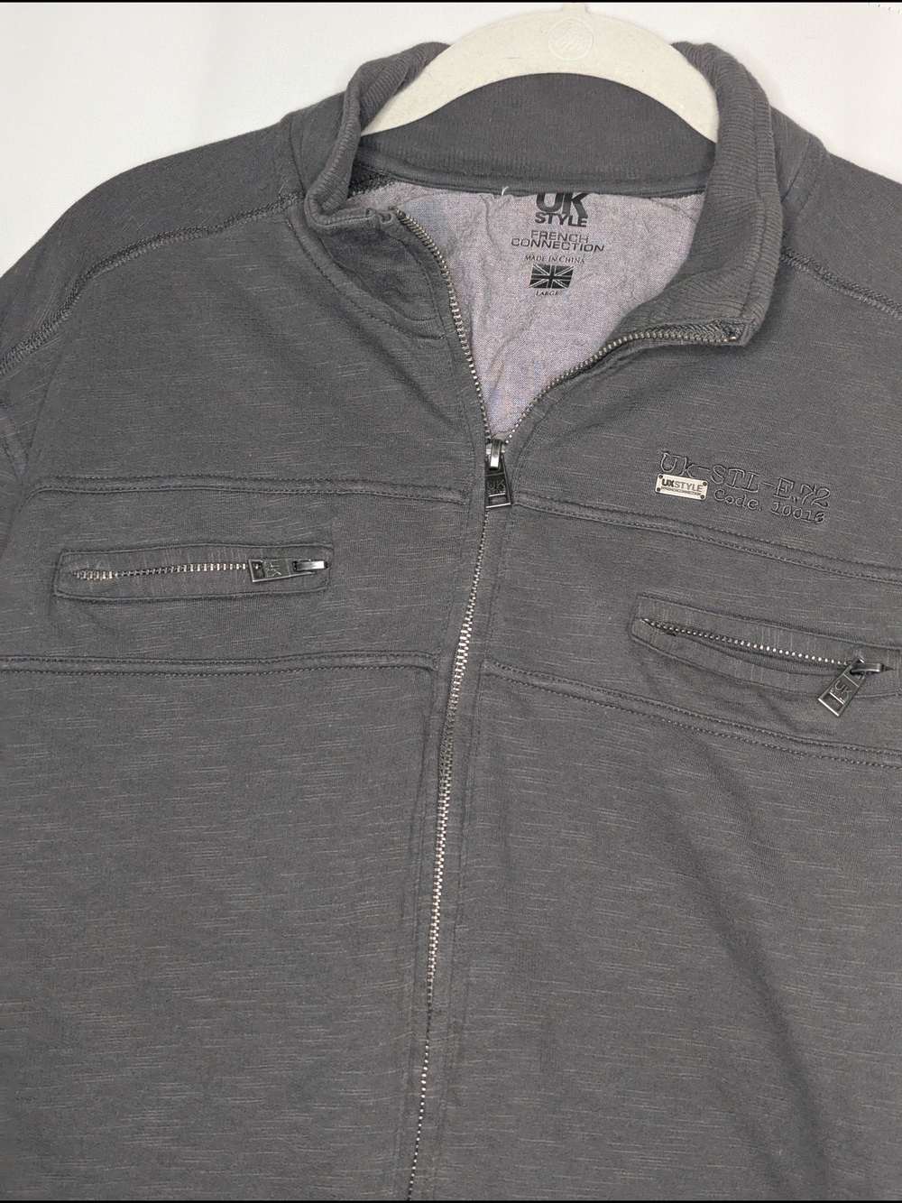 French Connection Men's Gray Zip-Up Sweater Jacket